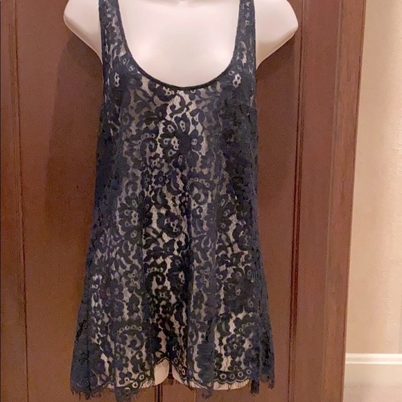 None Tops - BLACK LACE TANK TOP
